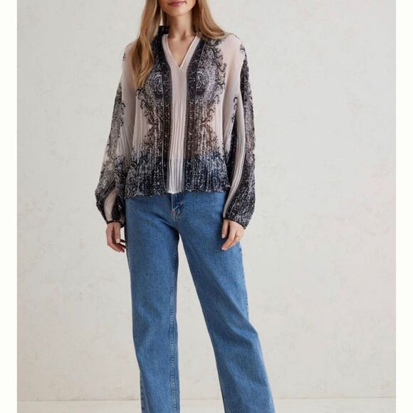 Anthropologie Black and Cream Blouse - Picture 3 of 15